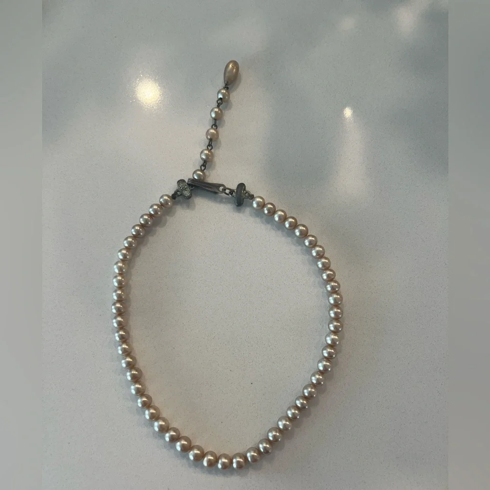 Vintage Faux Pearl Necklace Girls Classic Cream Beaded